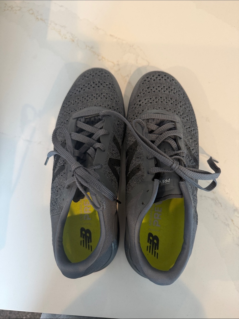 Men's New Balance Prevail Gray Knit Athletic Sneakers with Lime Insoles, NWOT